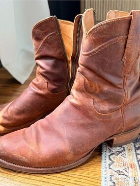 Tecovas Chestnut Brown Leather Zip Western Boots